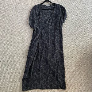 Vince Navy Silk Midi Wrap Dress, size medium